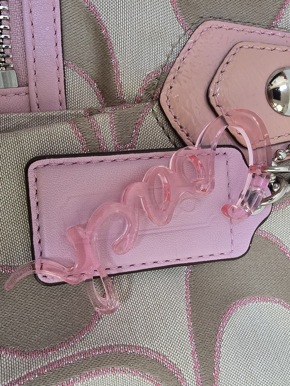 Coach Poppy 16289 Sweetheart Pink Lurex Signature Glam Tote Y2K - Picture 3 of 12